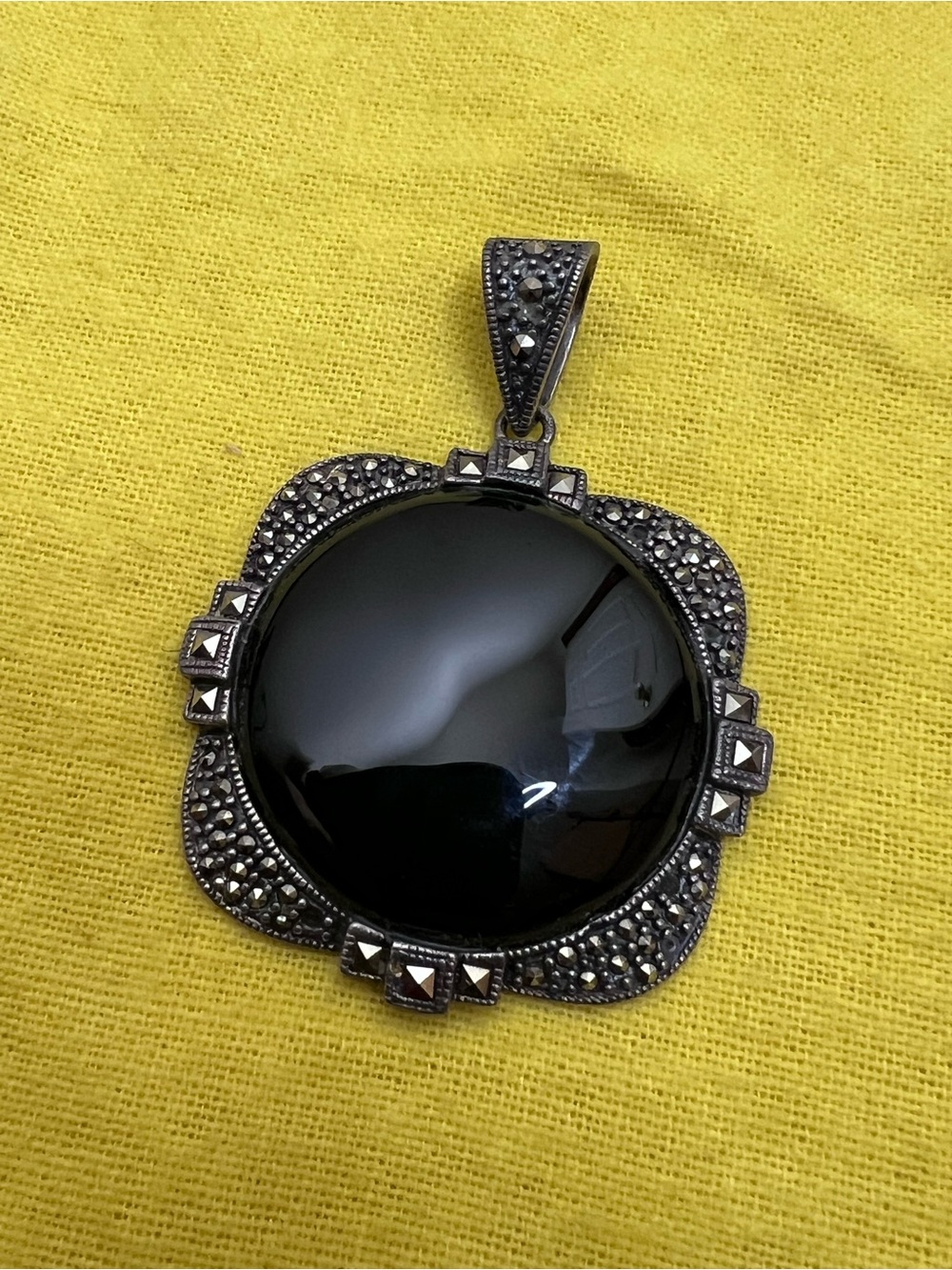 Silver and Black Medallion for Chain